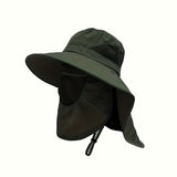 1 sombrero de verano con ala grande para cubrir la cara - Sombrero ancho para ciclismo, pesca y senderismo - Tela lavable a máquina, blanco, protección solar, accesorio neutro transpirable