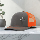 Gorra de camionero creativa con estampado cruzado: gorra de béisbol de moda con espalda de malla, transpirable y ajustable para actividades al aire libre - Negro con diseño de rayo blanco, gorro de cabeza al aire libre | Gorra de camionero elegante | Gorr