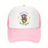 Gorra de Papá Anita Max Wynn - Snapback Ajustable, Gorra de Béisbol de Malla Transpirable con Visera Rosa y Diseño de Personaje de Dibujos Animados, Lavable a Máquina