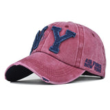 Gorra de béisbol con letra NY y bordado de dibujos animados - Cierre ajustable con visera, gorro ligero y transpirable para deportes al aire libre, gimnasio y uso casual - Gorra unisex para todas las estaciones con logo de NY (regalo ideal para hombres...