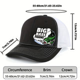 Gorra Trucker Unisex Ajustable Ligera y Transpirable de Malla - Diseño Color-Block /Blanco con Gráfico BIG BASS FISHING y Pecera, Gorra Deportiva para Aficionados a la Pesca al Aire Libre, Regalo Perfecto para Graduaciónes, Día del Maestro o Partidos de F