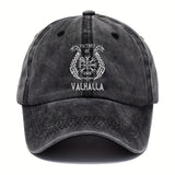 1 gorra de béisbol de algodón estilo vikingo con correa ajustable, visera precurvada y estampado geométrico, gorra de camionero de moda lavable para uso casual y deportivo