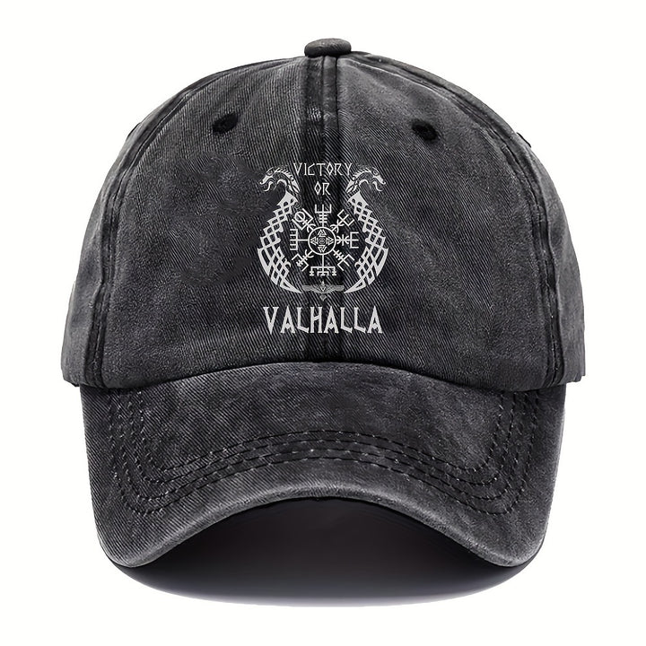 1 gorra de béisbol de algodón estilo vikingo con correa ajustable, visera precurvada y estampado geométrico, gorra de camionero de moda lavable para uso casual y deportivo