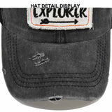 Gorra de Béisbol Explorer con Bordado Desgastado y Visera de Malla - Diseño Bordado Explorer, Sombrero Curvo para Exteriores, Mardi Gras, 4 de Julio, Regalo para el Día del Padre, Estilo Casual (Gorra de Red No Elástica)