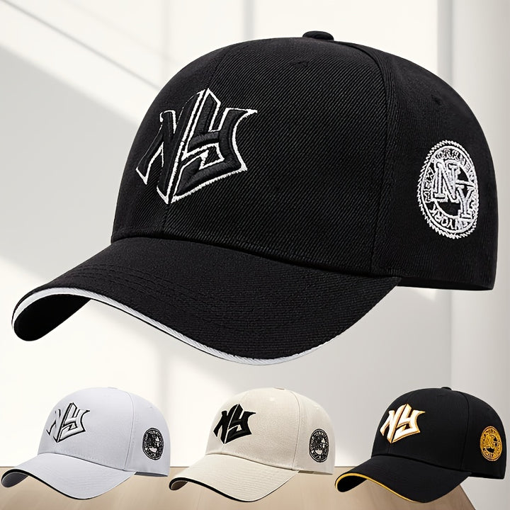 1 Gorra Trucker Hip Hop - Gorra de Béisbol Ligera y Elástica con Cierre Snapback, Letras NY Llamativas, Sombrero de Sol Unisex para Hombre y Mujer para Todas las Estaciones, Ropa Casual y Deportiva, Opciones en Negro/Blanco/Gris, Gorro Ajustable, Sombrero