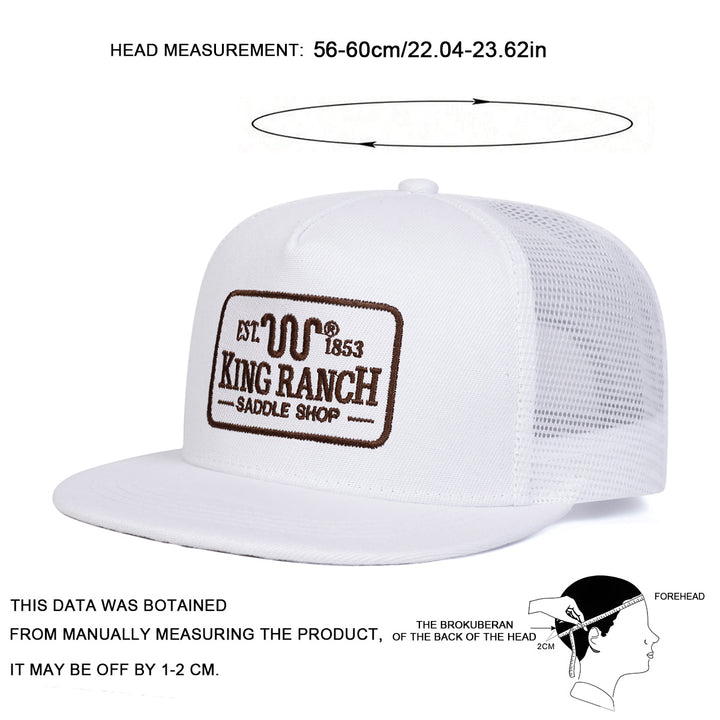 Gorra de béisbol hip-hop KING RANCH para hombre - Snapback ajustable, poliéster ligero, con logo bordado, sombrero casual para viajes de primavera/verano y fiestas en la playa, sombrero de playa