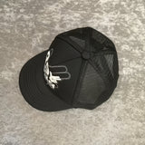 Gorra de Malla Negra para Hombre con Diseño Transpirable de Seis Paneles y Correa Ajustable - Cierre Snapback Blanco, Estilo Hip Hop Unisex para Deportes, Vacaciones y Uso Casual al Aire Libre