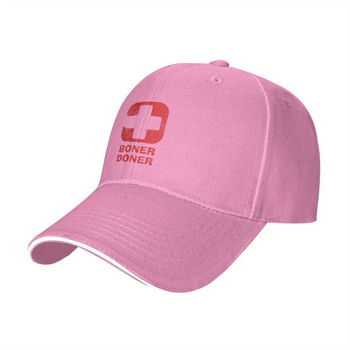 1 gorra Boner Doner con logo - Logo en rojo y blanco llamativo, correa ajustable, ligera pero duradera para hombres y mujeres: béisbol ideal para exteriores, ciclismo, pesca, gym o uso médico. Regalo divertido (diseño de chiste turco sobre medicina). Lava