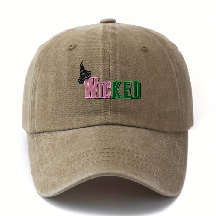 Gorra de Béisbol Unisex Estilosa y Versátil con Letras Impresas WICKED, Visera Curva Clásica Retro Lavada Ligera para Vacaciones al Aire Libre, Camping y Ocasiones Casuales, Accesorio de Viaje, Textura Resistente y Duradera