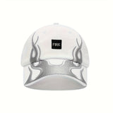 Gorra de béisbol unisex urbana con diseño de llamas y logo WASAC, ligera en contraste negro/blanco, para moda casual