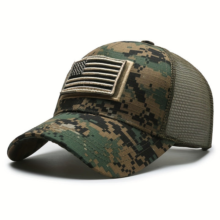 Gorra de béisbol con diseño de camuflaje de bandera estadounidense, para deportes al aire libre y senderismo, para mujeres y hombres