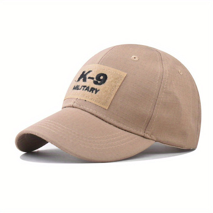 Gorra de béisbol militar K-9 con bordado, sombrero de sol de poliéster camuflado con visera curva, gorra ligera para hombre al aire libre
