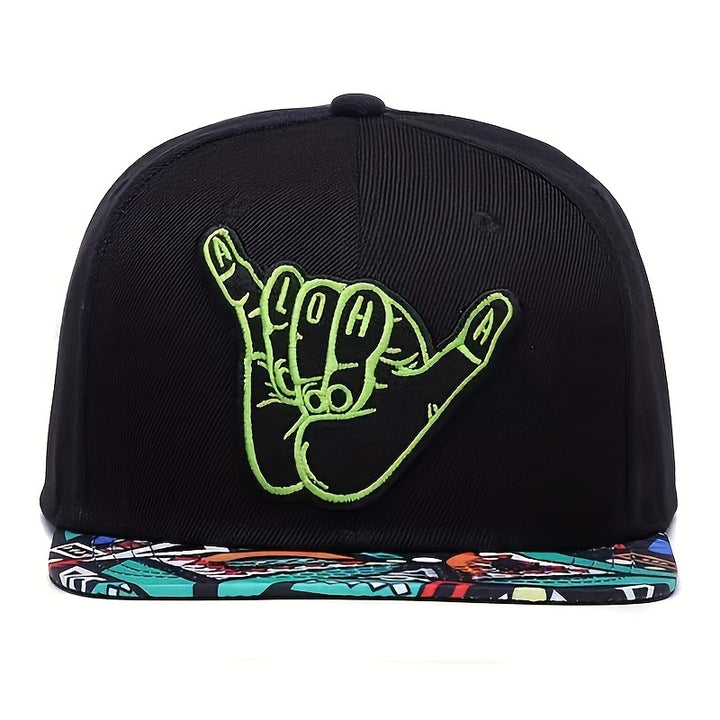 Gorra de béisbol negra con bordado de dedos, gorras Snapback unisex de Hip Hop, gorra deportiva ligera y ajustable para mujeres y hombres