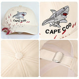 1 gorra de béisbol unisex con bordado de tiburón de Cape Cod, moda casual, gorra ajustable para todas las estaciones, ideal para parejas y regalos de aniversario, para amigos en Halloween y Navidad