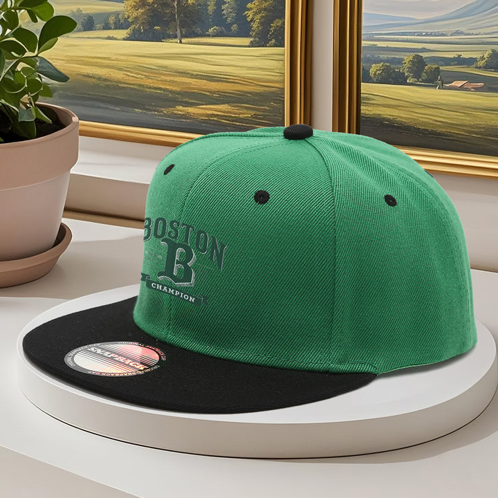 1 Gorra de Béisbol Ajustable para Hombre - Diseño con Logo Boston Champions y Bloque de Colores Rojo/, 100% Poliéster, Estilo Streetwear para Looks Casuales