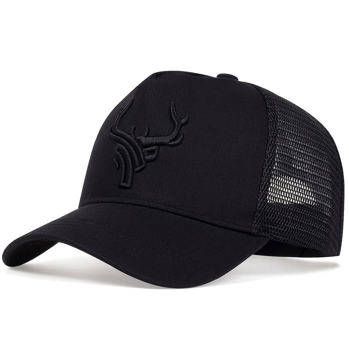 Gorra de Béisbol Ajustable para Hombre con Bordado de Asta - Malla Transpirable, Protección Solar para Actividades al Aire Libre y Viajes, Cinco Paneles, Vacaciones en la Playa