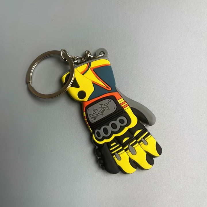 Gorra de béisbol bordada VR4 6 Diseño - Gorra de motocicleta amarilla con estrella y bandera, tejido ligero y transpirable, cierre ajustable con hebilla, incluye guantes de carreras y llavero para deportes de motocicleta y actividades al aire libre, eq...