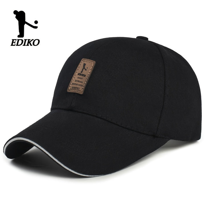 Sombrero ajustable EDIKO - Negro, algodón, tamaño único que se ajusta a la mayoría, cierre ajustable con clic, ideal para golf, exteriores y uso casual, ropa de cabeza para exteriores | Ropa de cabeza ajustable | Ropa de cabeza de algodón