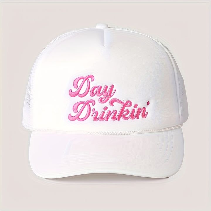 Paquete de 1 Gorra de Béisbol Bordada para Beber al Día - Sombrero de Camionero Ajustable Unisex con Malla en la Parte Posterior, Ligera y Transpirable para el Verano, Ideal para Golf, Exteriores y Uso Diario (Rosa, Verde, Blanco, )