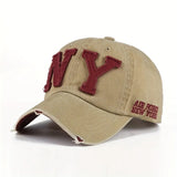 Gorra de béisbol con letra NY y bordado de dibujos animados - Cierre ajustable con visera, gorro ligero y transpirable para deportes al aire libre, gimnasio y uso casual - Gorra unisex para todas las estaciones con logo de NY (regalo ideal para hombres...