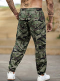 Pantalones Deportivos Casuales para Hombre con Estampado de Camuflaje - Cintura Elástica y Tobilleras Dobles, Ajuste Regular con Múltiples Bolsillos, Lavables en Máquina para Gimnasio, Correr, Atuendo Casual, Tejido No Elástico
