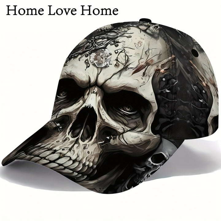 1 gorra de béisbol estilo retro con diseño de calavera gris, unisex, deportiva, 100% poliéster, ligera, ideal para actividades al aire libre, correr y protección solar