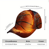1pc Gorra de Béisbol Ajustable de Poliéster con Estampado de Baloncesto Fusión 2D de Fuego y Agua - Diseño de Cuerpo Completo, Ideal para Deportes, Moda Urbana y Carreras al Aire Libre, Diseño Funky,Ajuste Cómodo,Material Transpirable,Seguidores de Tenden