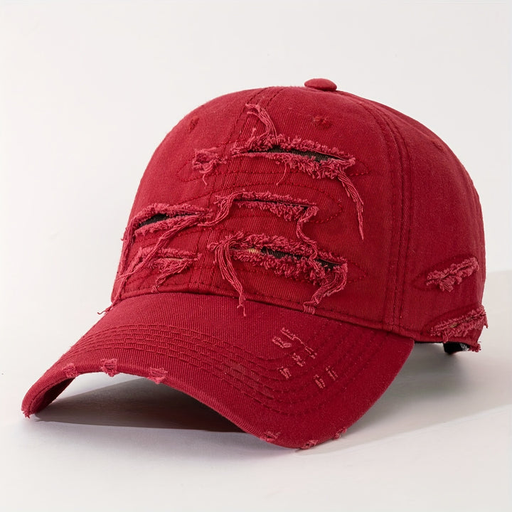1 gorra de béisbol unisex desgastada con bordado, gorra de papá ajustable con diseño de tela multicapa, estilo lavado rojo, regalo perfecto para parejas y amigos, gorra casual, gorra estilo urbano, gorra con efecto desgastado