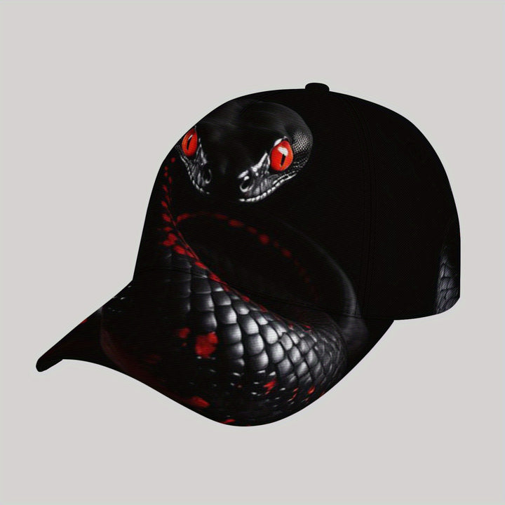 Gorra de béisbol punk rock para hombre CUTEHSJ - Gorra ligera ajustable con diseño de serpiente roja, contraste negro y rojo, ideal para playa, pesca, actividades al aire libre y vacaciones, accesorio moderno