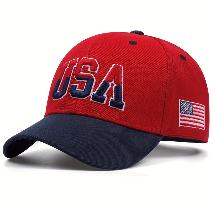 Gorra de Béisbol Bordada Patriótica de EE. UU. para Hombres y Mujeres - Acrílico Ligero, Cierre Snapback, Diseño de la Bandera Americana, Sombrero de Visera Casual Hip Hop, Lavable a Mano