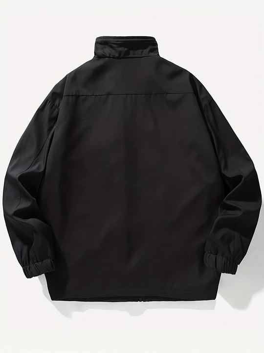 Chaqueta ligera para hombre de primavera/otoño, casual y para exteriores, con cierre de cremallera, cuello alto, detalles de camuflaje y bolsillos laterales, ideal para senderismo y uso casual