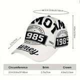 1 Gorra Snapback Ajustable Retro 1985 con Estampado 2D de Viaje - Diseño Nostálgico de los 80, Estampado Completo Vibrante, Poliéster Duradero para Deportes al Aire Libre, Running, Uso Casual y Fiestas Temáticas (Halloween/Navidad/Acción de Gracias) - Uni