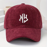 Gorra de Pana Bordada con Letras NY Unisex, Gorro Grueso y Suave para Mujer Moda Primavera-Otoño Hombres y Damas, Beanie Casual Cálido al Aire Libre Estilo Urbano Hip-Hop Talla Ajustable