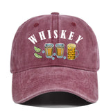 Gorra de Béisbol Vintage con Emblema de Whisky y Vino, Ajustable Snapback, Logo Manual para Estilo Retro, Cata de Vinos, Bares y Fiestas Navideñas - No Elástica, Ideal para Entusiastas del Retro y Seguidores de la Cultura del Vino