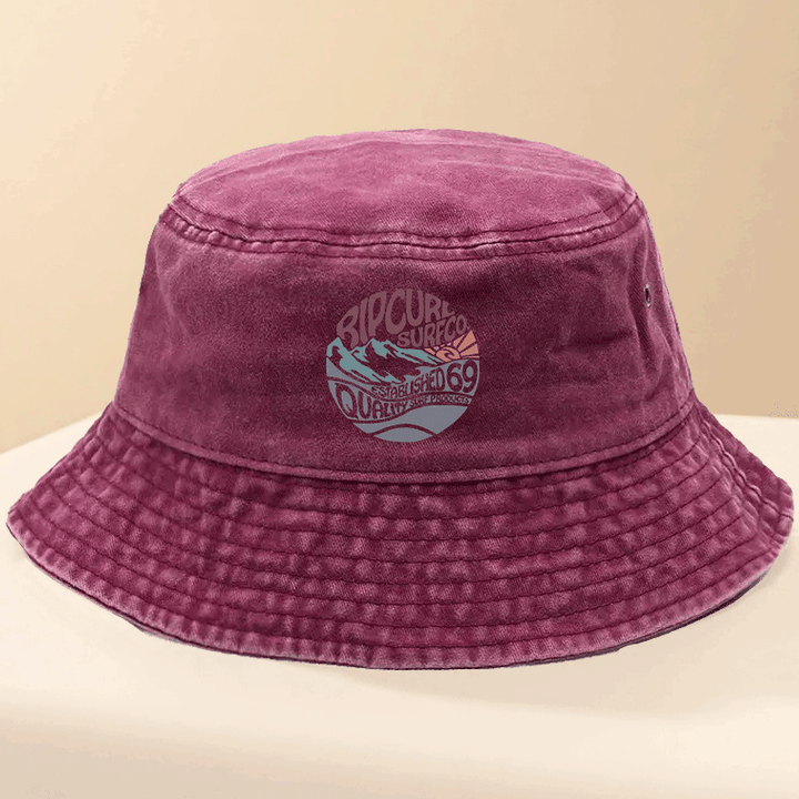 Sombrero de pescador RipCure Surfco para hombre - Diseño geométrico de montaña y ola, sombrero ligero para pesca al aire libre y acampada, material azul, ajuste ajustable para uso casual, sombrero de acampada