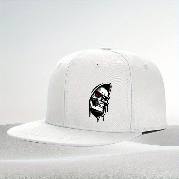 Llegada Nueva: Gorra de Béisbol de Moda con Estampado de Calavera - Snapback Negro con Diseño Blanco, Ajuste Ajustable para Hombres y Mujeres, Estilo Urbano Hip-Hop, Sombrero Casual para el Exterior, Gorra de Béisbol