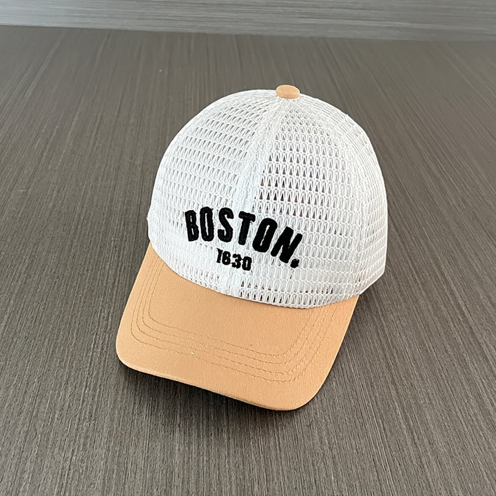 Boston 41.4metro Gorra de béisbol de malla blanca con ajuste de snapback - Ligera, transpirable y elegante para niños y adultos, sombrero de verano casual, ropa de cabeza casual | Gorra de snapback ajustable | Gorra ligera
