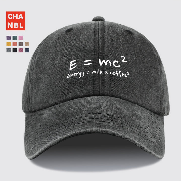 Gorra de Béisbol E=mc² Energía=Leche x Café² para Hombres y Mujeres - Gorra Trucker Ajustable Snapback, Tejido Ligero Transpirable, Sombrero Casual Unisex para Pesca Caza Playa, Regalos del Día de la Madre Día del Padre Cumpleaños, Accesorio de Pesca, Cas