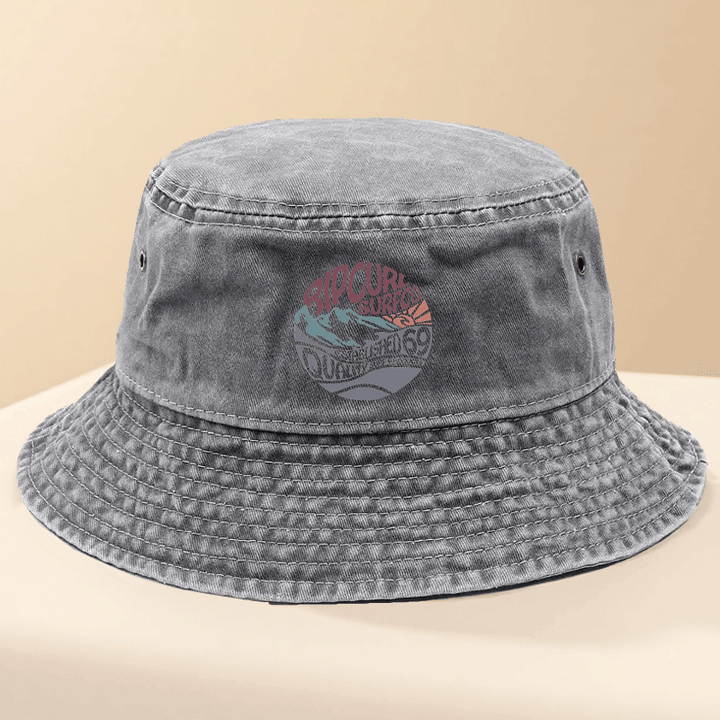 Sombrero de pescador RipCure Surfco para hombre - Diseño geométrico de montaña y ola, sombrero ligero para pesca al aire libre y acampada, material azul, ajuste ajustable para uso casual, sombrero de acampada