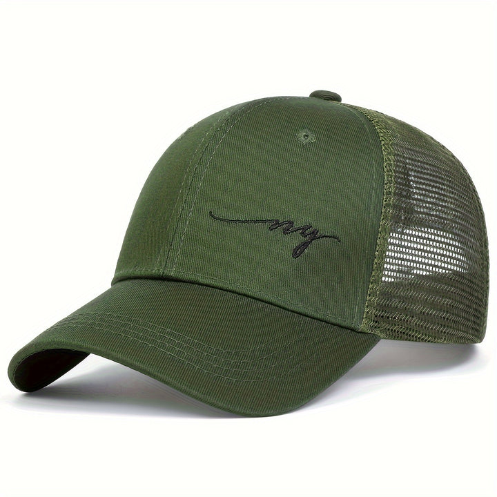 1pc Gorra de Béisbol NY para Hombre - Ajustable con Malla en la Parte Trasera, Diseño Transpirable, Protección Solar, Sombrero Casual para Viajes de Primavera y Otoño, Fiestas en la Playa y Actividades al Aire Libre (Negro, Blanco, Verde, Beige)