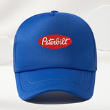 Un sombrero de béisbol de malla transpirable para hombre, estilo callejero, con estampado de Peterbilt rojo, ideal para el verano al aire libre y para conductores de camiones de estilo casual.