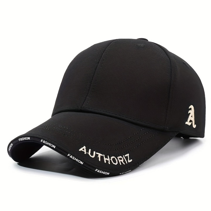 Gorra de béisbol unisex para las 4 estaciones con una letra bordada - Ligera, transpirable, cierre snapback, visera curva, fibra de poliéster, gorro para exteriores para todas las estaciones para hombres y mujeres, estilo casual