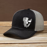 Gorra de béisbol curva con estampado de calavera y bandera de letra para hombres y mujeres, elegante sombrero de camionero para actividades al aire libre, ajustable y adecuado para camping y pesca, perfecto para correr, hacer senderismo y camping, lo conv