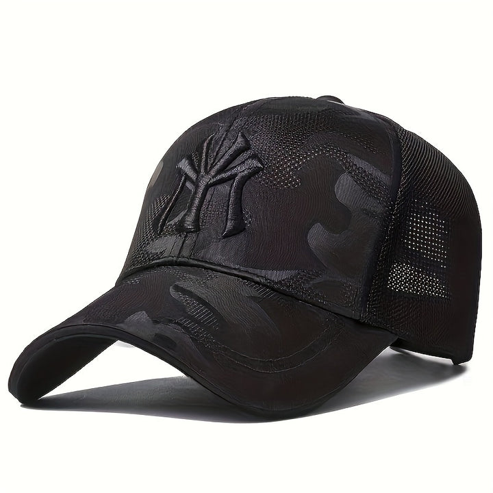 Gorra de béisbol para hombre de poliéster con letras, ajustable, estilo casual, lavado a mano, ligero estiramiento, liviana, protección solar para exteriores, ideal para primavera, otoño, viajes, playa y fiestas, 1 unidad