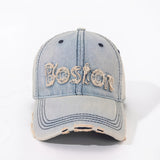 1 pieza, gorra de béisbol de Boston desgastada para mujer, gorra ajustable y ligera para papá con diseño bordado, para viajes y uso casual, gorra de uso casual | Gorra de estilo urbano | Gorra de poliéster