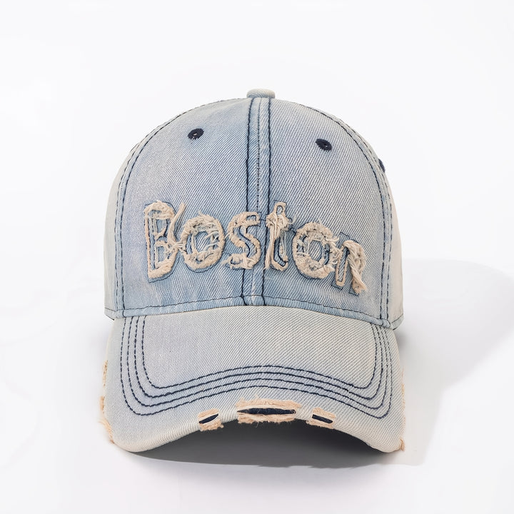 1 pieza, gorra de béisbol de Boston desgastada para mujer, gorra ajustable y ligera para papá con diseño bordado, para viajes y uso casual, gorra de uso casual | Gorra de estilo urbano | Gorra de poliéster