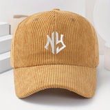 Gorra de Pana Bordada con Letras NY Unisex, Gorro Grueso y Suave para Mujer Moda Primavera-Otoño Hombres y Damas, Beanie Casual Cálido al Aire Libre Estilo Urbano Hip-Hop Talla Ajustable