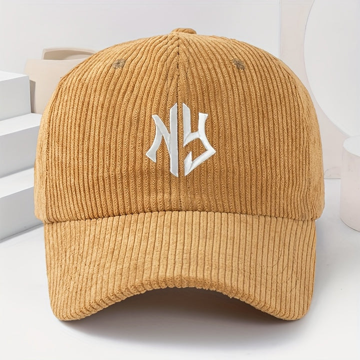 Gorra de Pana Bordada con Letras NY Unisex, Gorro Grueso y Suave para Mujer Moda Primavera-Otoño Hombres y Damas, Beanie Casual Cálido al Aire Libre Estilo Urbano Hip-Hop Talla Ajustable