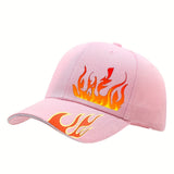 Gorra de béisbol para hombre, 1 unidad, ligera con diseño de llamas vibrantes, tejido transpirable y sin estirar, ideal para streetwear, ciclismo y viajes, lavable a mano, ajustable, accesorio urbano, cómoda