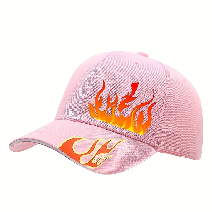 Gorra de béisbol para hombre, 1 unidad, ligera con diseño de llamas vibrantes, tejido transpirable y sin estirar, ideal para streetwear, ciclismo y viajes, lavable a mano, ajustable, accesorio urbano, cómoda